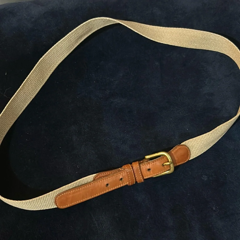 Coach Cream Natural Linen Canvas Belt 105 cm/ 42” Vintage Coach White Canvas Belt Brown Leather Deco Natural  main image 4
